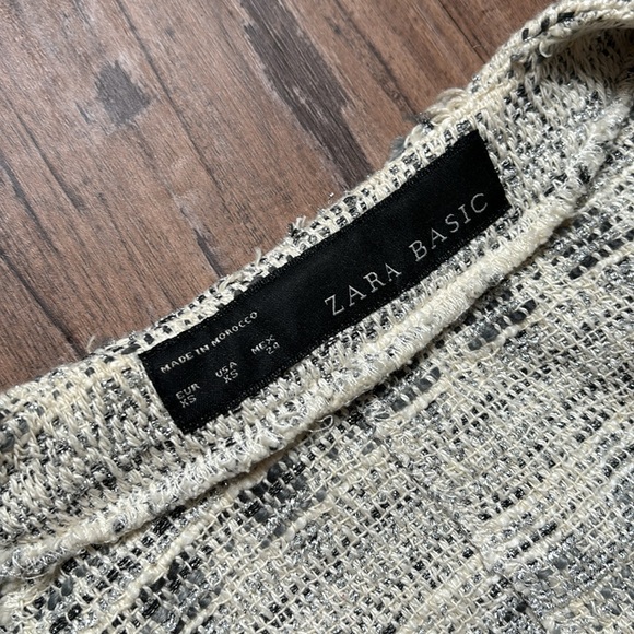 Zara Cream/Gray Tweed Blazer Jacket - Picture 3 of 7